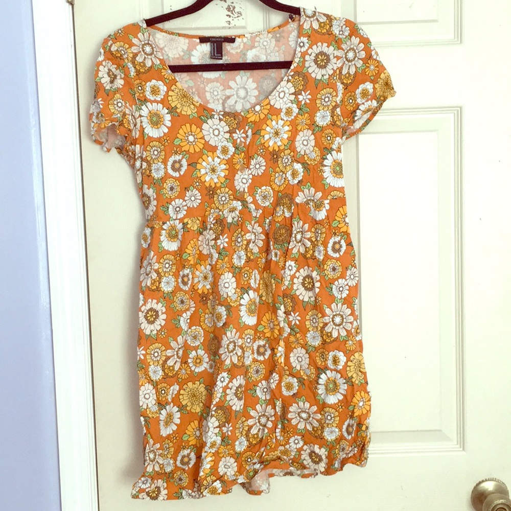 Mustard colored floral dress